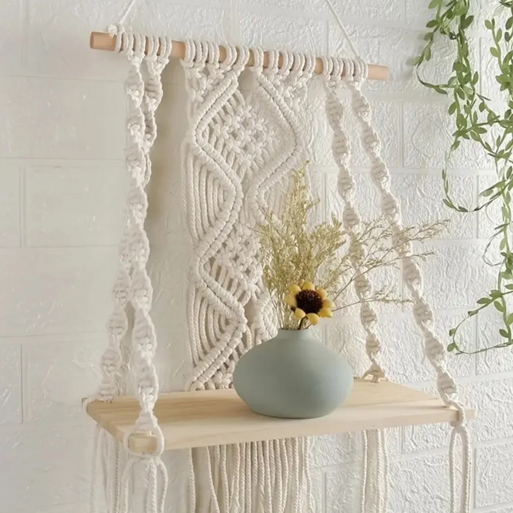 NWT Detailed Handmade Bohemian Macramé Shelf for Wall Hanging!
